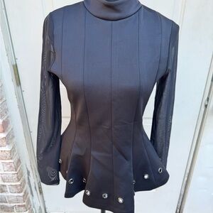 DKNY, Black, Long Sleeve, Top, Size XS